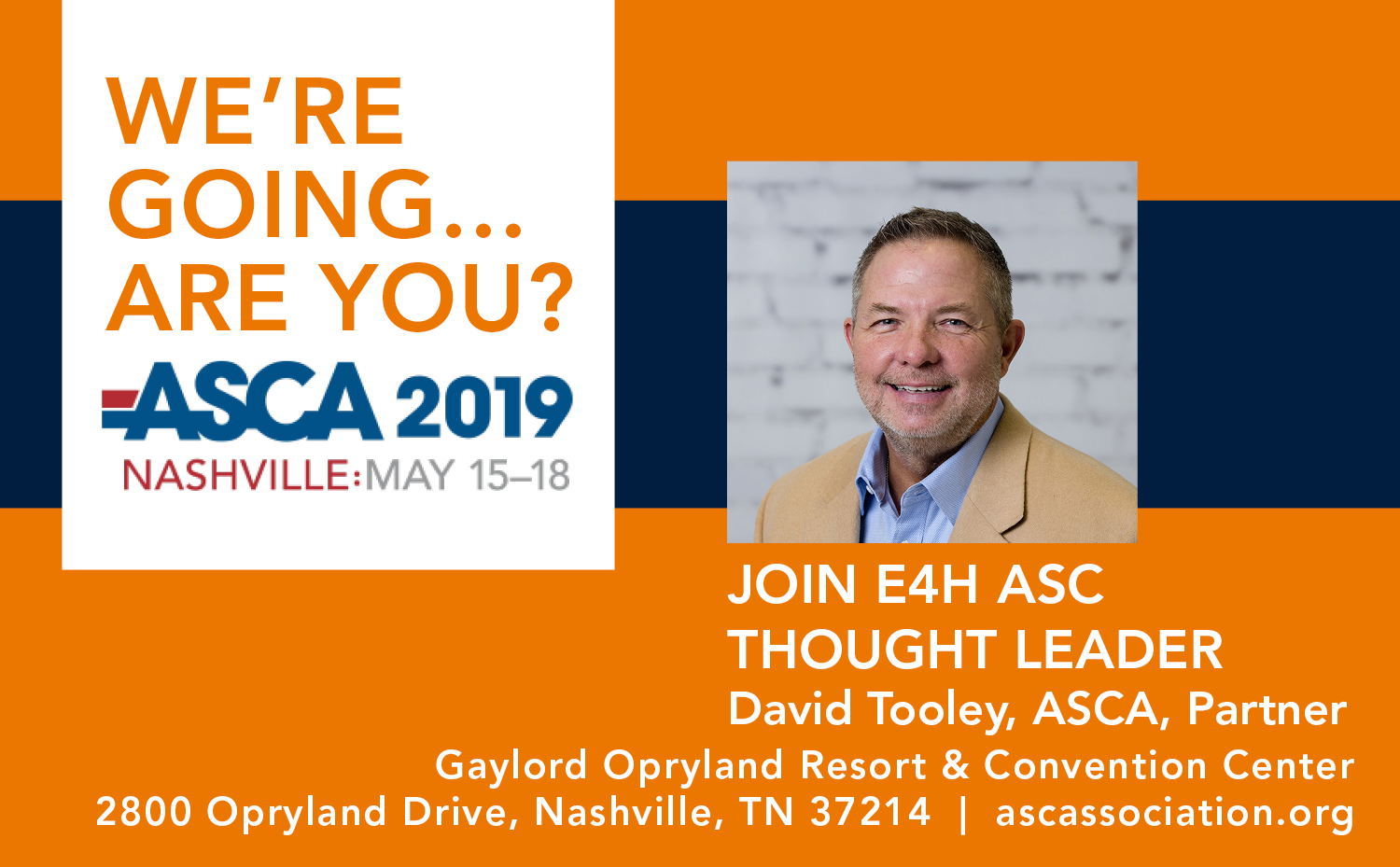 Event graphic with a picture of a man smiling in a blue button-down shirt and a khaki blazer