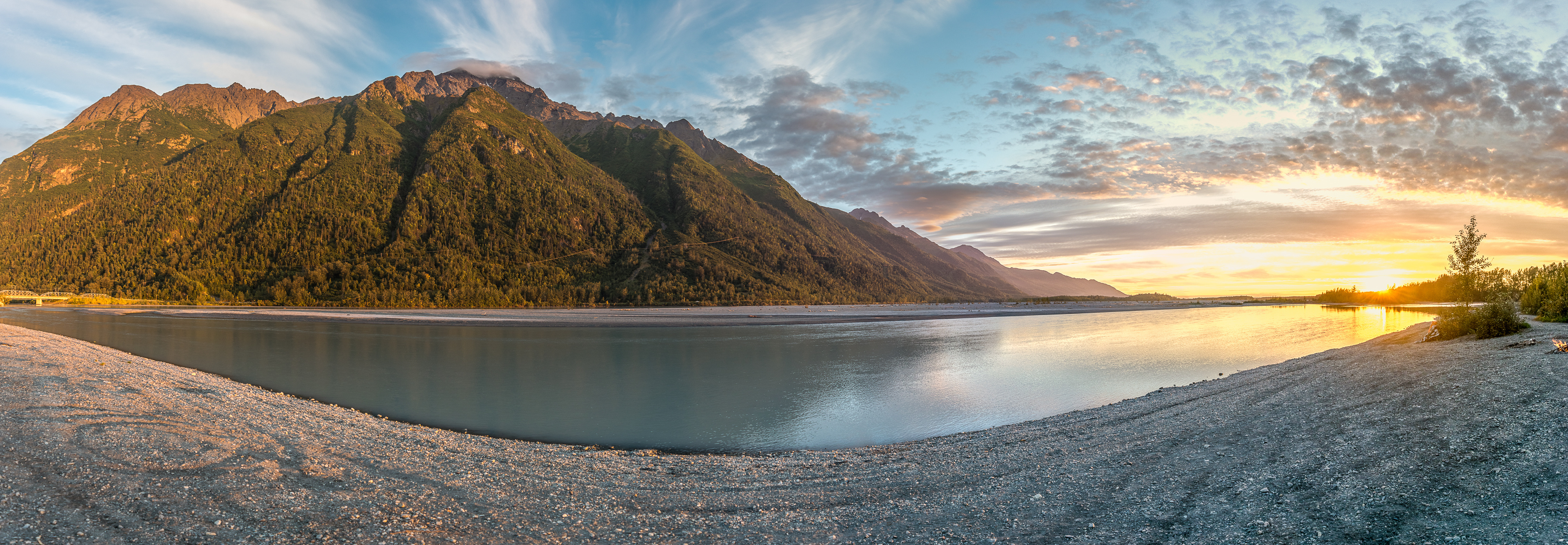 Matanuska river, Palmer Alaska at sunset
