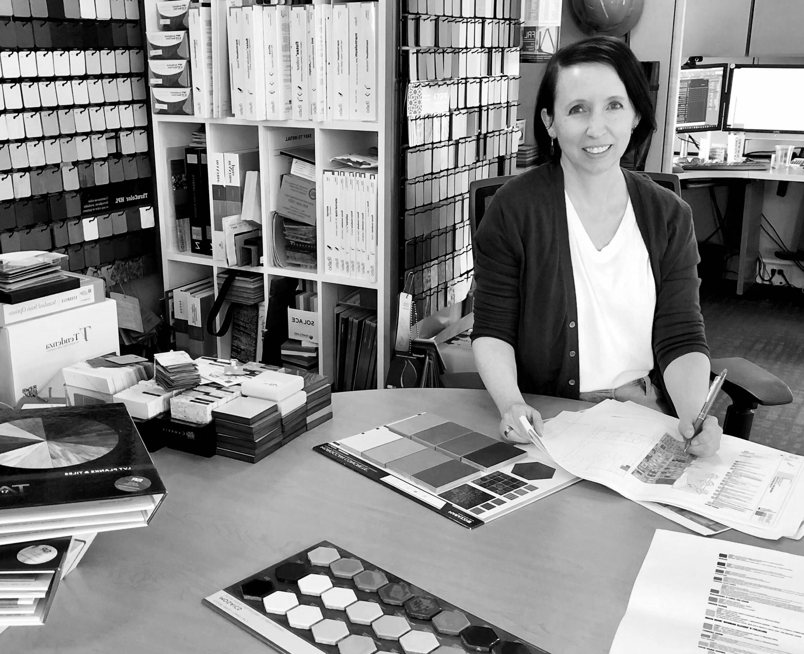 Woman in interiors library